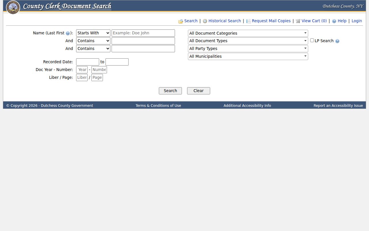 Town of Fishkill residents directory Dutchess County Clerk deed index